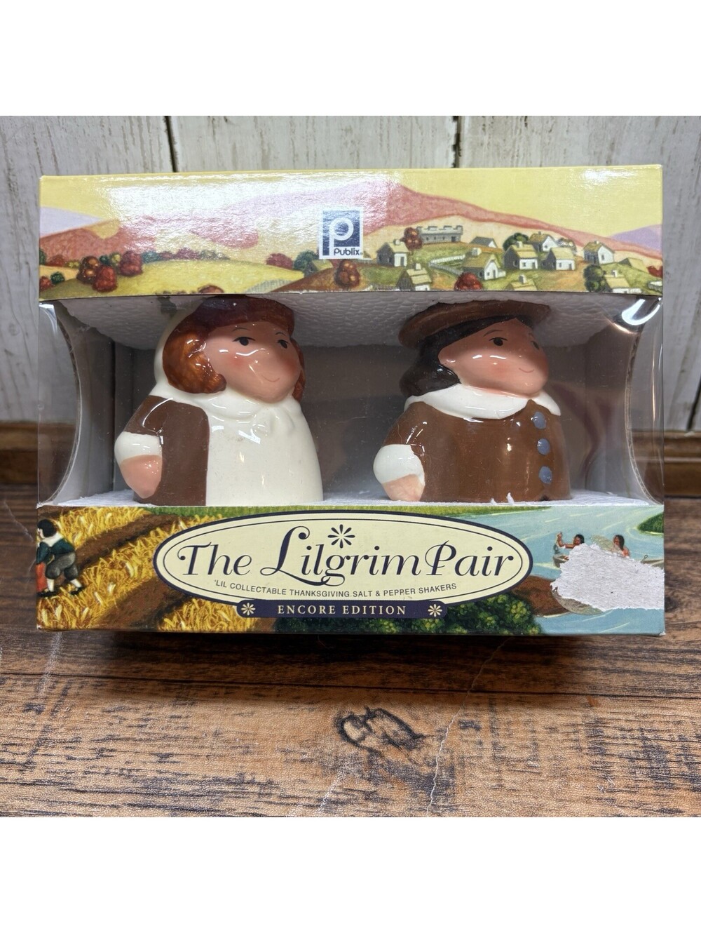 The Pilgrim Pair Salt And Pepper Shakers Limited Premiere Edition LILGRIM Publix